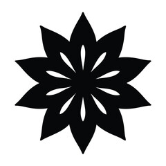 Black silhouette of a ten petal flower or abstract star shape, symmetrical