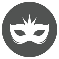 a stark white venetian mask is centered within a dark gray circular background creating a dramatic and elegant visual representation of mystery and disguise