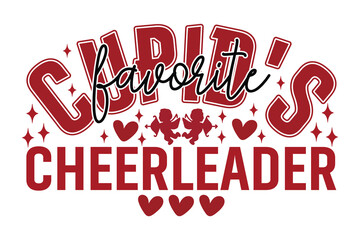 Favorite Cheerleader Love Heart Typography Valentine Design