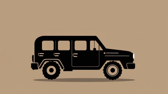 Minimalist Black SUV Vector Illustration on Brown Background Off-Road Vehicle Graphic Design.