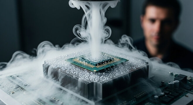 CPU Overclocking Experiment with Extreme Cooling and Liquid Nitrogen Vapor Cloud