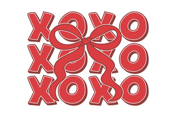 XOXO Coquette Bow Valentines Day EPS T-shirt Design

