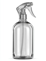 Obraz premium Clear Glass Spray Bottle With Metal Trigger Sprayer and Clear Tube Isolated on White Background