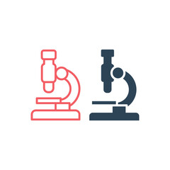 Microscope icons set logo template illustration