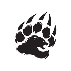 a tribal black and white vector art of a slashing bear