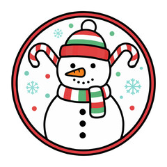Snowman with Candy Canes – Festive Christmas Illustration