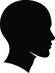 Human head silhouette vector, profile view illustration, black graphic art, cognition icon, identity design, psychology themed clipart