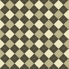 A seamless argyle pattern in soft earthy tones with diagonal diamonds and subtle stitched details, creating a classic, cozy, and timeless textile background.