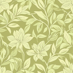 Elegant Muted Green Floral Seamless Pattern