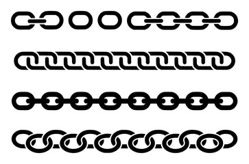 Obraz premium Collection of Four Black Chain Link Border Designs on White Background