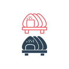 Onigiri japanese food icons set logo template design illustration
