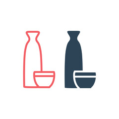 Sake icons set logo template design illustration
