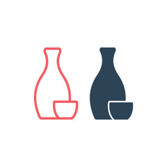Sake icons set logo template design illustration
