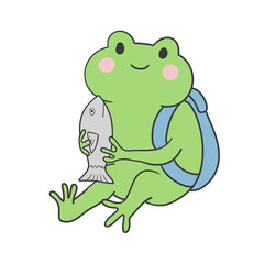 Cute Frog Holding Fish