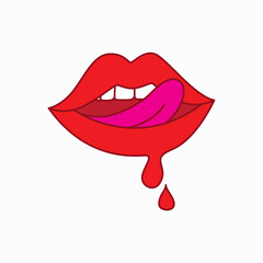 sexy lips logo, mouth, tongue, icon symbol illustration minimalist design vector
