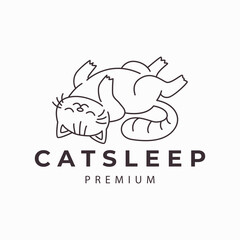 sleeping cat logo  cartoon  pet  icon symbol illustration minimalist design vector