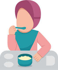 Baby Girl Eating At Table