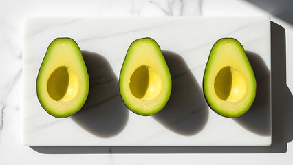 Three Perfect Avocado Halves: Healthy Fats & Guacamole Ingredient