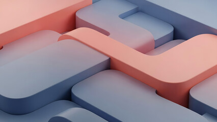 Abstract 3D Geometric Shapes Background | Modern Blue and Pink Render