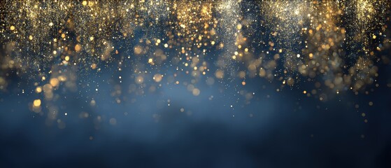 Gold and silver fireworks sparks on midnight blue background, ideal for New Year’s branding, luxury celebration visuals, festive event content, premium holiday design