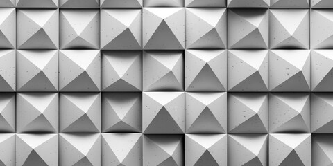 Obraz premium Minimalist 3D Render of a concrete Textured White Geometric Wall with Uniform Pyramid Relief and High Contrast Shadows