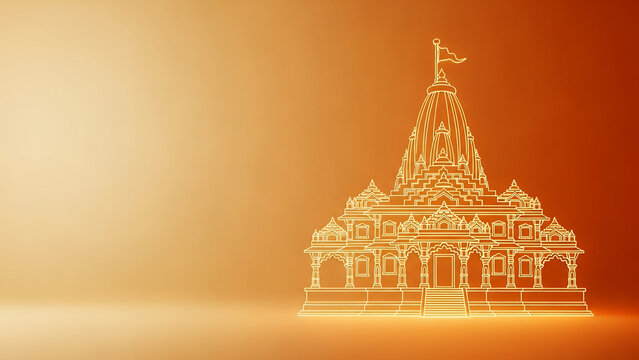 Swaminarayan celebration, warm orange cream gradient, temple outline with soft devotional glow