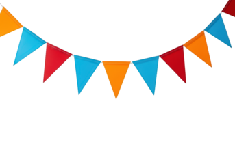 Colorful hanging flags on transparent checkered background for celebration