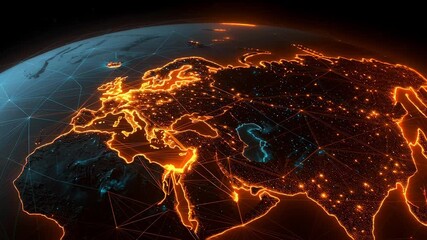 Dynamic global network connecting Europe and Africa, showcasing technology and communication infrastructure for business expansion and digital transformation - Powered by Adobe