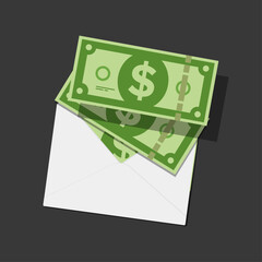 money in an envelope. salary in an envelope. vector illustration