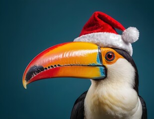 Fototapeta premium a toucan wearing a santa hat