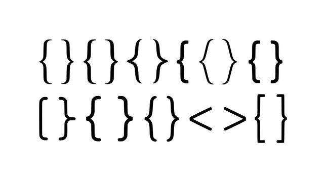 Collection of Braces, Brackets, and Angle Brackets on a White Background
