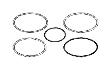 Collection of five oval rope frames on a white background © Khalek