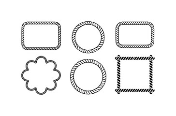 Collection of Six Rope-Style Frames: Rectangles, Circles, and a Flower Shape