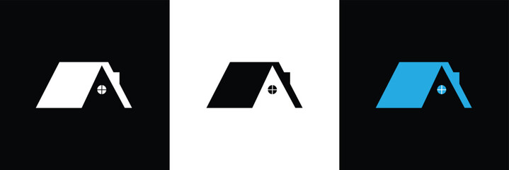 House  Home roof icon set. house top vector symbol. Home design symbol for apps and websites. isolated on white and black background. vector illustration. EPS 10 . © Micro  Vector Market