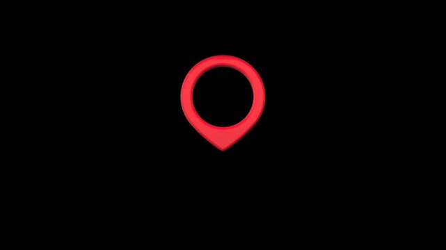 Animated red location pin highlighting destination point on transparent background