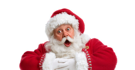 Santa Claus with a surprised and shocked expression, isolated on white, png