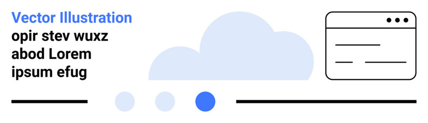 Cloud graphic with modern web interface, lines, and dots in a minimal layout. Ideal for tech, cloud computing, networking, data management, digital marketing, communication simple landing page