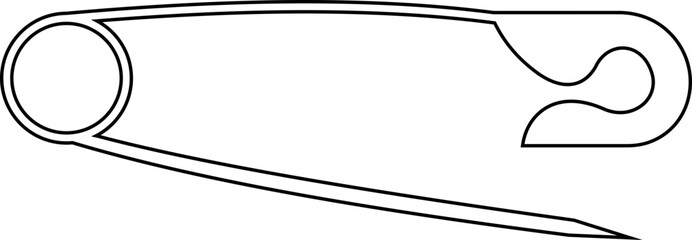 Safety Pin Icon represents simplicity, practicality, and everyday utility in a clean, minimal, and modern outline style. This premium black vector design holding fabric or small objects together.