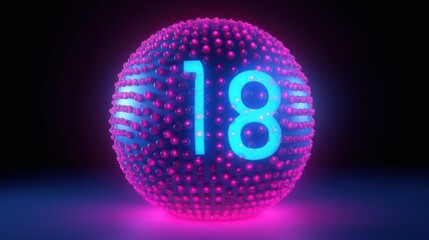 Glowing number 18 in sphere