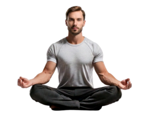 Person meditating for mental wellness isolated on transparent background