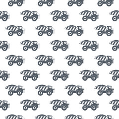 Mining dump truck seamless pattern isolated on white background