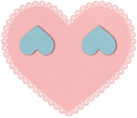 Heart Decorated with White Lace Border and Bow Illustration for Valentine's Day The Day of Love