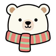 Cute Polar Bear Wearing Scarf – Winter Christmas Illustration
