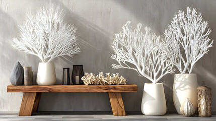 A calm atmosphere fills a minimal hallway decorated beautifully for the New Year season