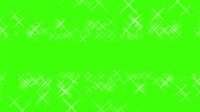 White abstract cross shapes animation moving as border on green screen. Geometric plus signs flowing horizontally for chroma key overlay, medical, math, or minimal pattern frame.