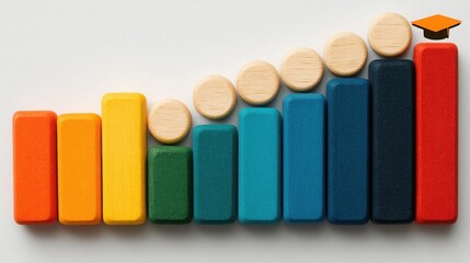 Colorful wooden block representing educational foundations and learning in a child's playful environment