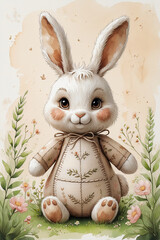 greeting card with a cute rabbit