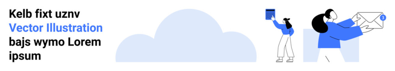 File management, cloud computing, teamwork, collaboration, digital organization, technology. Abstract cloud with people handling files and devices. File management and cloud computing theme