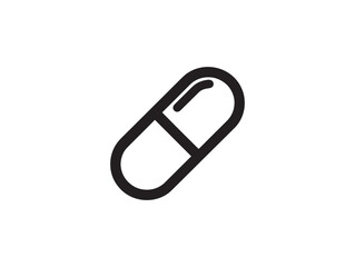 Clean minimalist 2D line art pill icon vector graphic for professional health branding