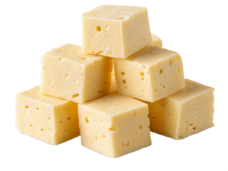 cheese cubes on white